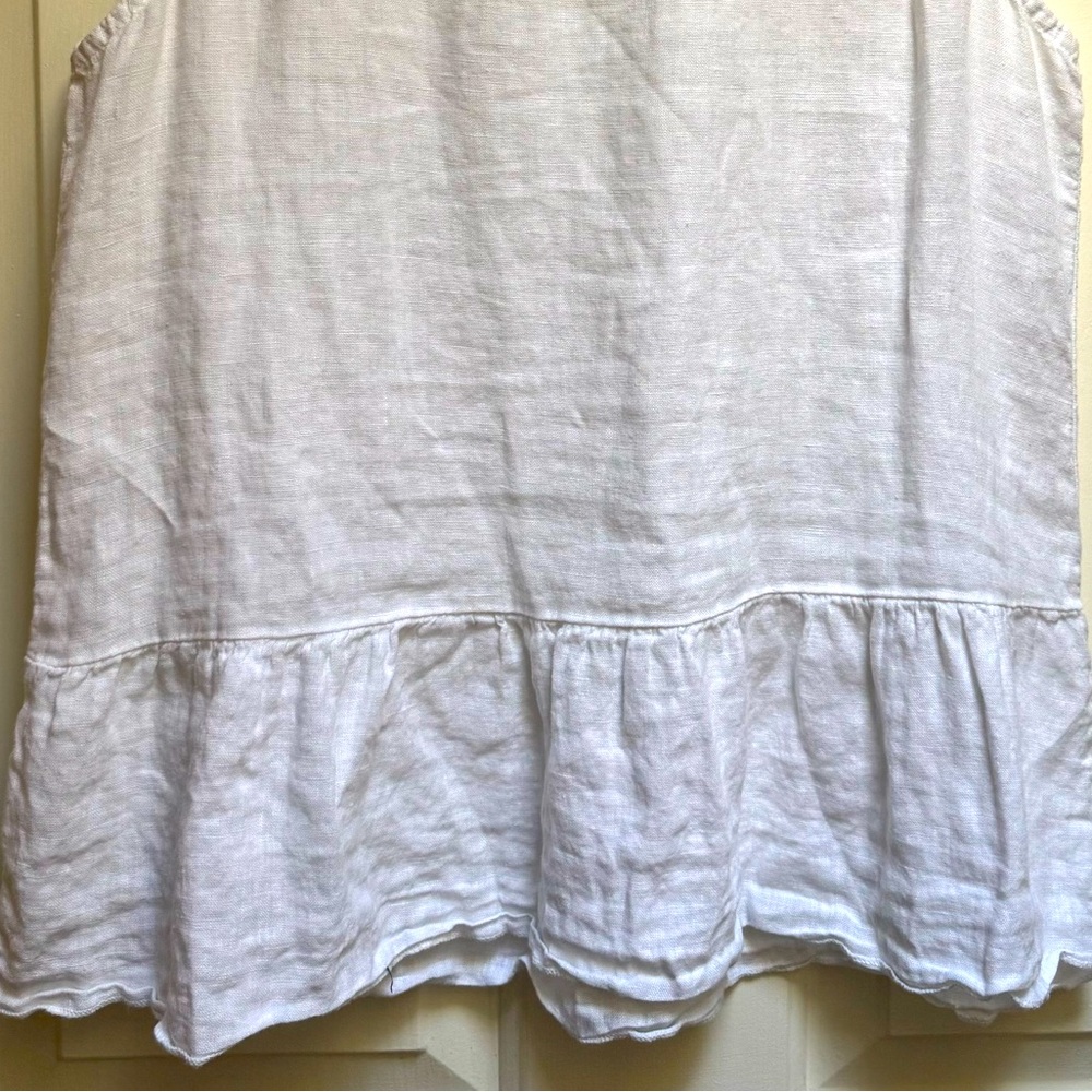 FRANCESCA BETTINI Linen Ruffle Eyelet Sleeveless Top White womens size Small - Picture 8 of 16
